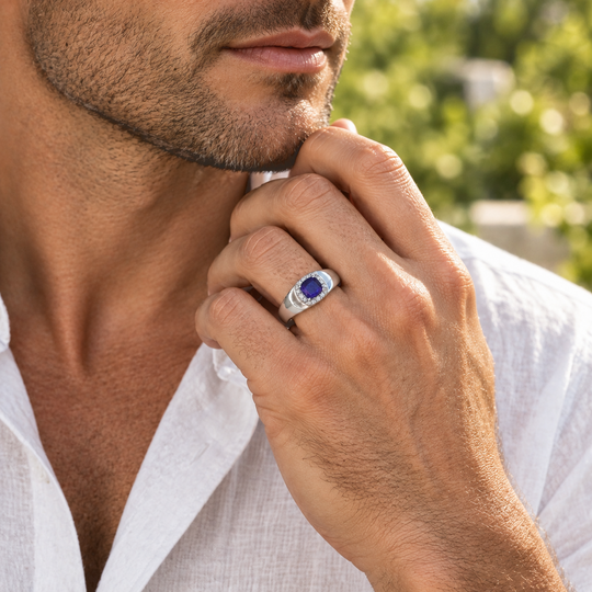 D'Joy AA Masoala Saphir (Fissure gefüllt), Moissanit Ring 925 Silber Rhodiniert (Größe 17.00) ca. 1,81 ct