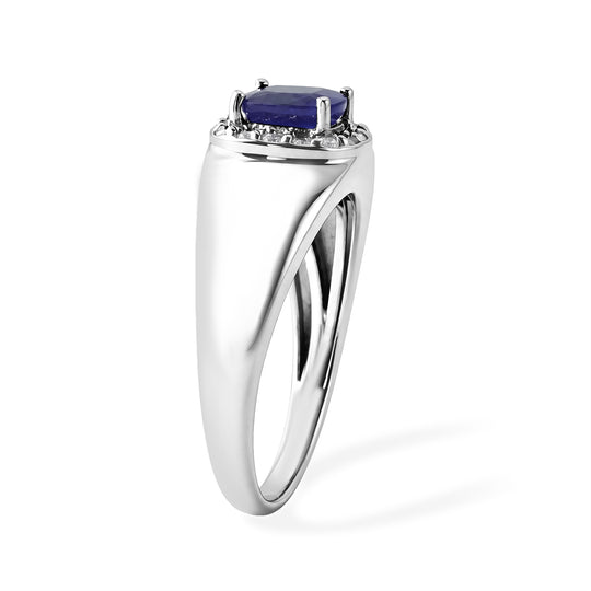 D'Joy AA Masoala Saphir (Fissure gefüllt), Moissanit Ring 925 Silber Rhodiniert (Größe 20.00) ca. 1,55 ct