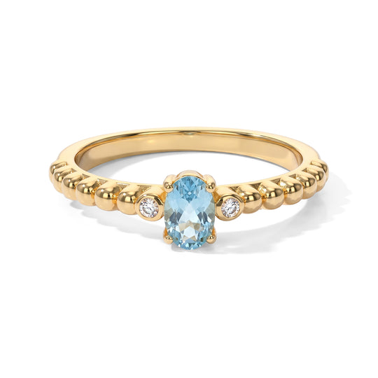 EVER TRUE AA Blauer Apatit, Weißer Diamant Ring Reine Bronze (Größe 20.00) ca. 0,48 ct