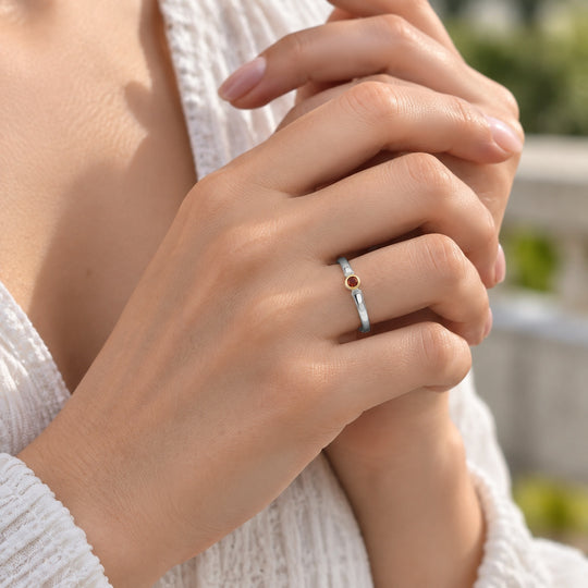 D'Joy Kagem Sambischer Smaragd Ring 925 Silber Platiniert und vergoldet (Größe 17.00) ca. 0,11 ct