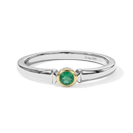 D'Joy Kagem Sambischer Smaragd Ring 925 Silber Platiniert und vergoldet (Größe 17.00) ca. 0,11 ct