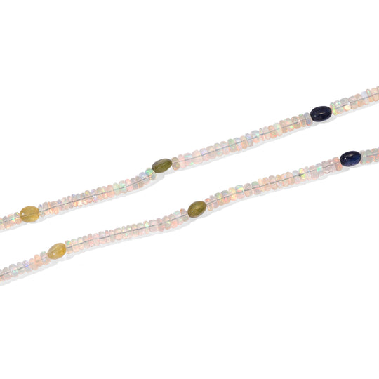 EVER TRUE Natürlicher, äthiopischer Welo Opal, Mehrfarbig Saphir Halskette ca. 45 cm 316L Edelstahl ca. 51.00 ct
