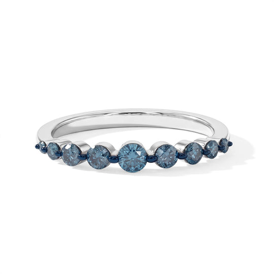 D'Joy Blauer Diamant (IR) Ring 925 Silber Rhodiniert (Größe 19.00) ca. 0.48 ct