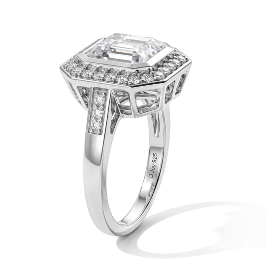 D'Joy Moissanit Ring 925 Silber Rhodiniert (Größe 21.00) ca. 4,27 ct