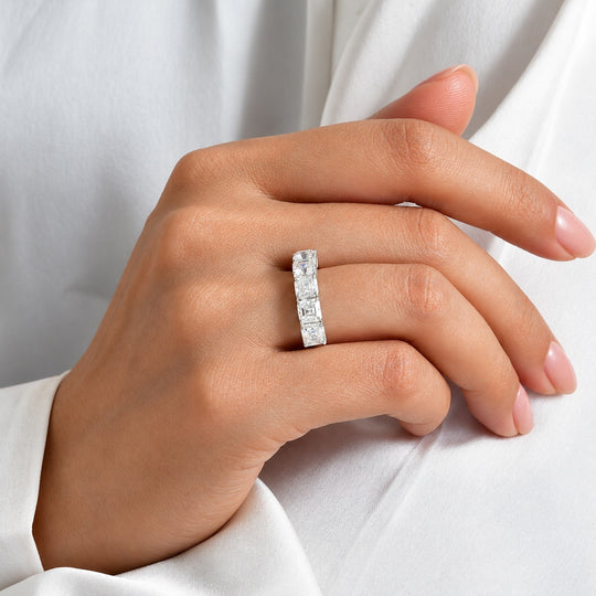 D'Joy Moissanit Ring 925 Silber Rhodiniert (Größe 20.00) ca. 3,02 ct