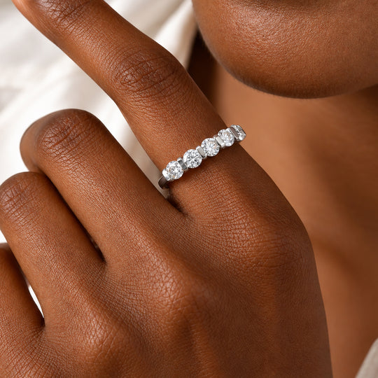 D'Joy Moissanit Ring 925 Silber Platiniert (Größe 20.00) ca. 1,17 ct