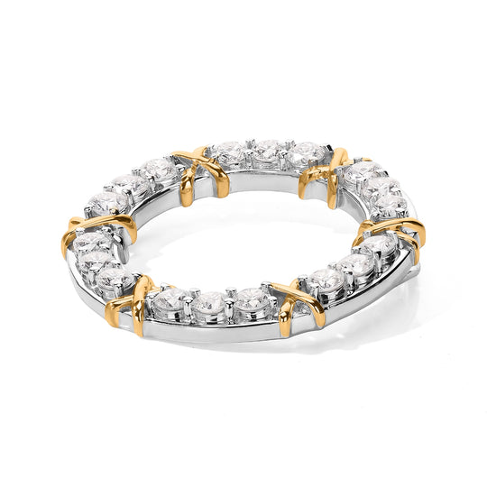 D'Joy Moissanit Anhänger 925 Silber Rhodiniert und 750 Gelbgold Vermeil ca. 1,85 ct.