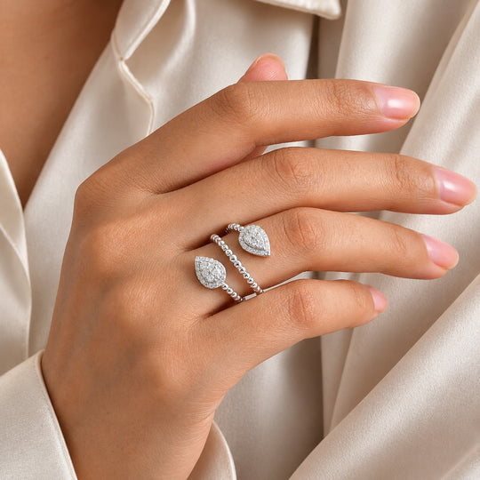 D'Joy Moissanit Ring 925 Silber Rhodiniert (Größe 21.00) ca. 0,55 ct
