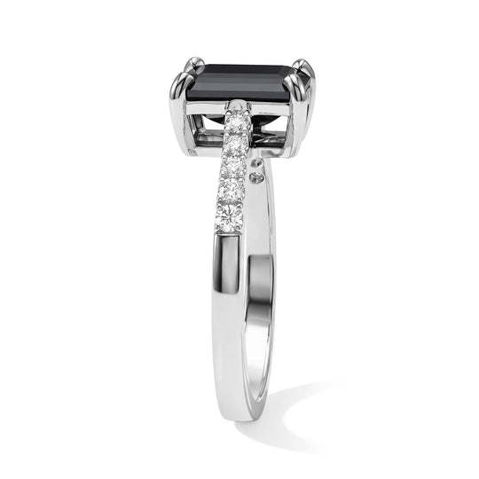 D'Joy Schwarzer Moissanit, Moissanit Ring 925 Silber Rhodiniert (Größe 19.00) ca. 2,44 ct