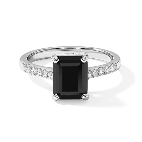 D'Joy Schwarzer Moissanit, Moissanit Ring 925 Silber Rhodiniert (Größe 19.00) ca. 2,44 ct