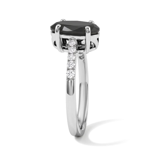 D'Joy Schwarzer Moissanit, Moissanit Ring 925 Silber Rhodiniert (Größe 19.00) ca. 2,57 ct