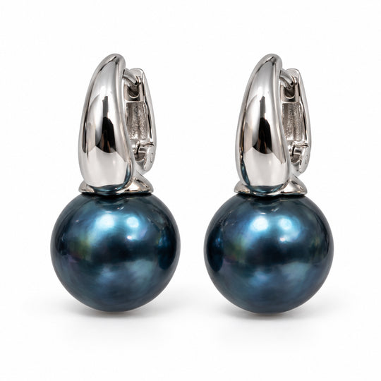 Grün-blaue Muschelkernperle Ohrringe Nickelfreies Messing 40.00 ct