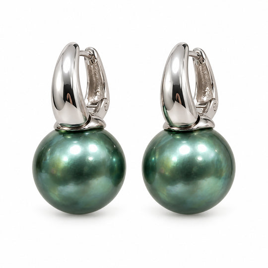 Grün-blaue Muschelkernperle Ohrringe Nickelfreies Messing 40.00 ct