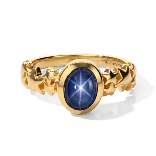 EVER TRUE Stern blauer Saphir (Diffundierter) Ring Reine Bronze (Größe 17.00) ca. 2.37 ct