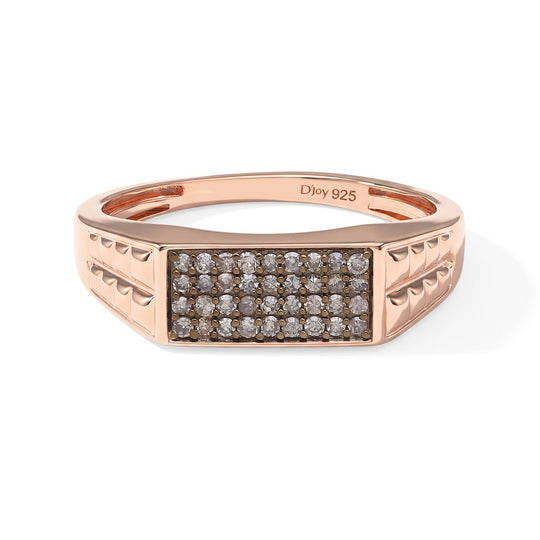 D'Joy Natürlicher Champagner Diamant Ring 925 Silber 750 Roségold vermeil (Größe 16.00) ca. 0,25 ct
