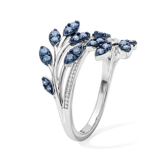 D'Joy Blauer Diamant (IR) Ring 925 Silber Rhodiniert (Größe 18.00) ca. 0.50 ct