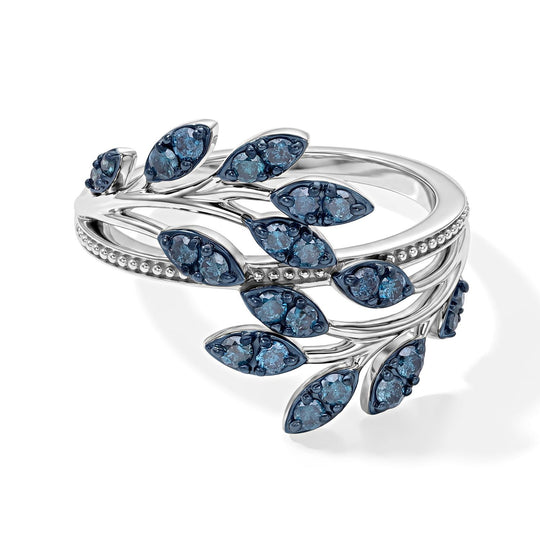 D'Joy Blauer Diamant (IR) Ring 925 Silber Rhodiniert (Größe 18.00) ca. 0.50 ct