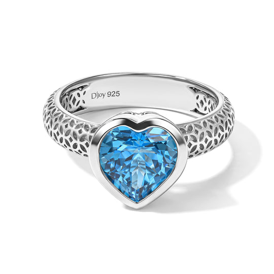 D'Joy Schweizer Blautopas Ring 925 Silber Platiniert (Größe 18.00) ca. 3,06 ct