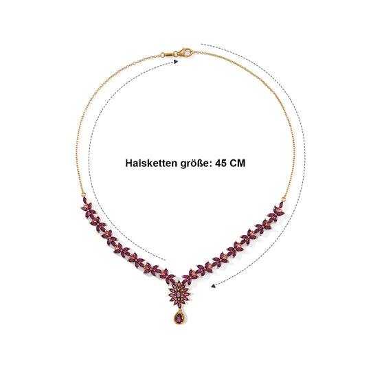 D'Joy Natürlicher Rhodolith Granat Halskette ca. 45 cm 925 Silber 750 Gelbgold vermeil ca. 26,05 ct.