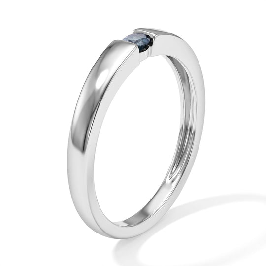D'Joy Blauer Diamant (IR) Ring 925 Silber Rhodiniert (Größe 19.00) ca. 0,10 ct