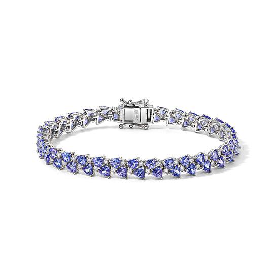 D'Joy Tansanit, Moissanit Armband ca. 20 cm 925 Silber Rhodiniert ca. 11,09 ct.