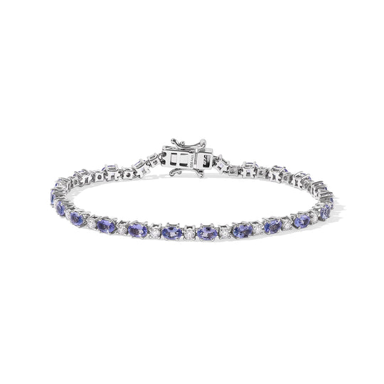 D'Joy Tansanit, Moissanit Armband ca. 18 cm 925 Silber Rhodiniert ca. 5,95 ct.