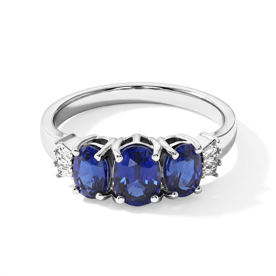 D'Joy Laborgezüchteter Ceylon-Blau-Saphir Ring 925 Silber Rhodiniert (Größe 18.00) ca. 2,65 ct