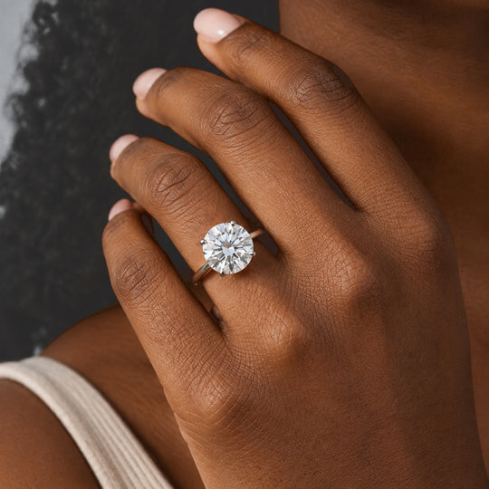 VS Moissanit Ring 925 Silber Rhodiniert (Größe 19.00) ca. 6,00 ct