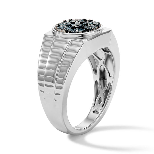D'Joy Blauer Diamant (IR) Ring 925 Silber Rhodiniert (Größe 17.00) ca. 0,03 ct