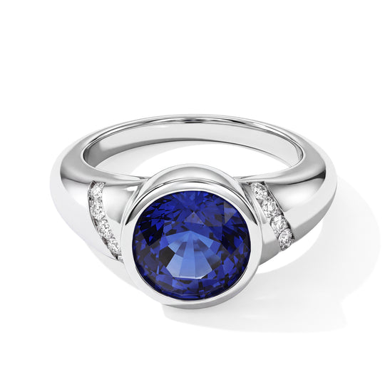 Laborgezüchteter Ceylon-Blau-Saphir, Lab Grown Diamant Ring 925 Silber Rhodiniert (Größe 18.00) ca. 2,85 ct