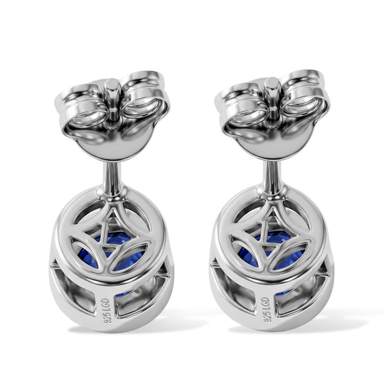 Lab Grown Ceylon-Blau-Saphir Ohrringe 925 Silber Rhodiniert ca. 1,30 ct.