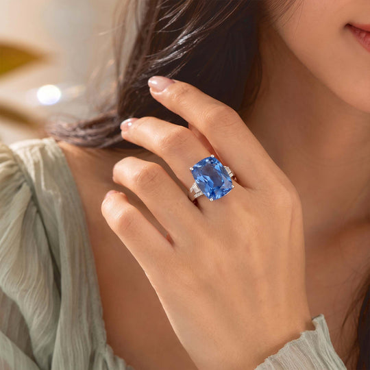 DAS GRÖßTE SOLITÄR Farbwechsel Fluorit, Moissanit Ring 925 Silber Rhodiniert (Größe 20.00) ca. 18.16 ct