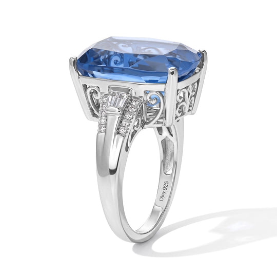 DAS GRÖßTE SOLITÄR Farbwechsel Fluorit, Moissanit Ring 925 Silber Rhodiniert (Größe 20.00) ca. 18.16 ct