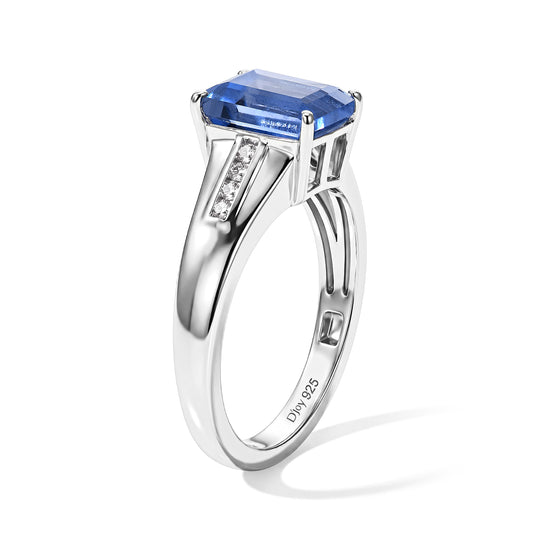 D'Joy Farbwechsel Fluorit, Moissanit Ring 925 Silber Rhodiniert (Größe 20.00) ca. 3,07 ct