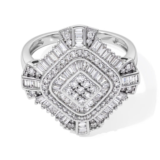 LUXURIANT DIAMOND - Lab Grown Diamant SI-GH Ring 925 Silber 750 Gelbgold vermeil (Größe 18.00) ca. 0,98 ct