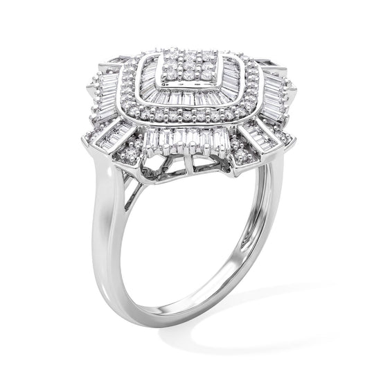 LUXURIANT DIAMOND - Lab Grown Diamant SI-GH Ring 925 Silber 750 Gelbgold vermeil (Größe 18.00) ca. 0,98 ct