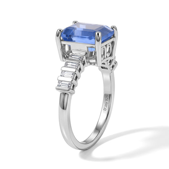 D'Joy Farbwechsel Fluorit, Moissanit Ring 925 Silber Rhodiniert (Größe 21.00) ca. 4,38 ct