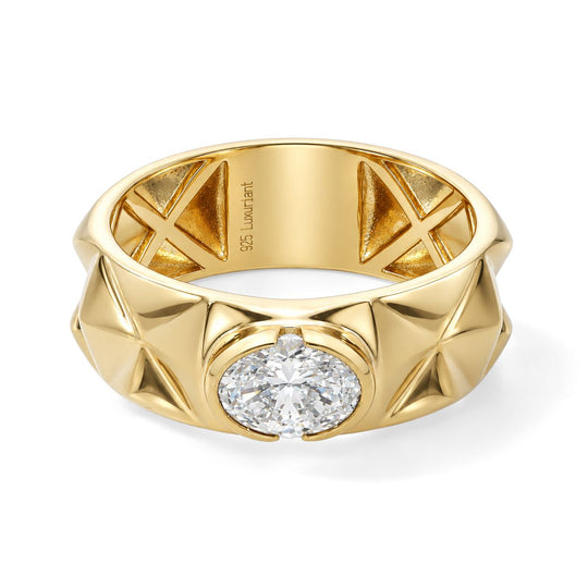 LUXURIANT DIAMOND - Lab Grown Diamant SGL zertifiziert SI-GH Ring 925 Silber 750 Gelbgold vermeil (Größe 18.00) ca. 1.00 ct