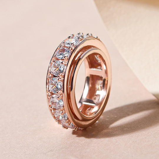 Weißer Zirkonia Spinning-Ring, Roséfarben
