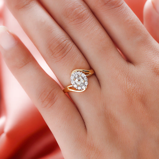 AAA Turkizit und weißer Zirkon Ring, 925 Silber Gelbgold Vermeil (Größe 20.00) ca. 0.96 ct