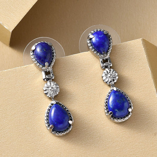 Lapislazuli-Ohrringe, Edelstahl ca. 5,11 ct