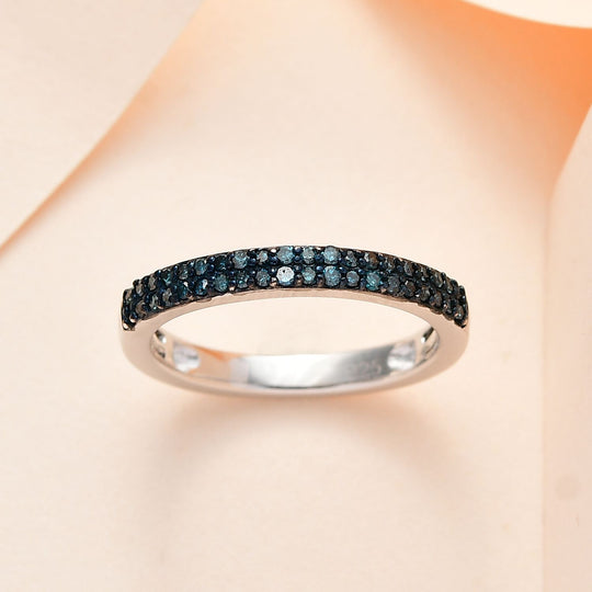 Blauer Diamant-Ring, 925 Silber platiniert ca. 0.25 ct
