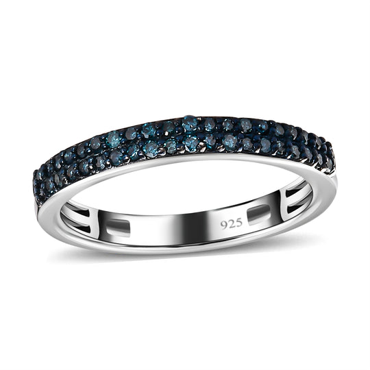 Blauer Diamant-Ring, 925 Silber platiniert ca. 0.25 ct