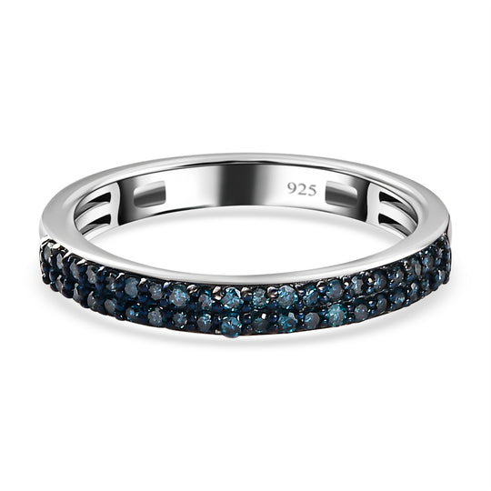 Blauer Diamant-Ring, 925 Silber platiniert ca. 0.25 ct