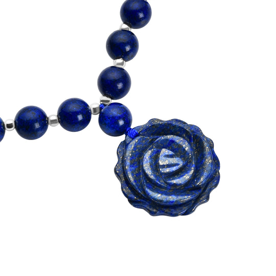 Lapislazuli-Halskette, ca. 45+5 cm, silberfarben, ca. 165,00 ct