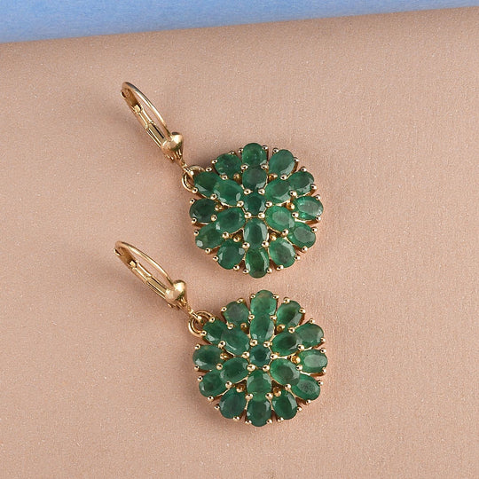 Kagem sambische Smaragd-Ohrringe, 925 Silber vergoldet ca. 6,45 ct