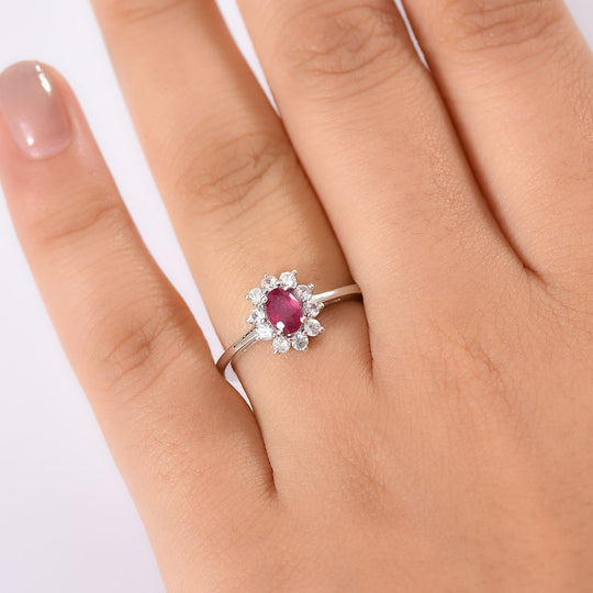 D’Joy Afrikanischer Rubin und Zirkon Ring und Anhänger