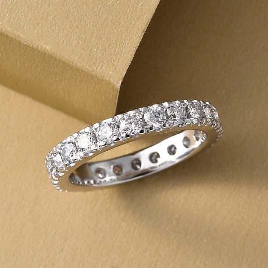 88 Facetten Moissanit-Ring, 925 Silber platiniert ca. 1,32 ct