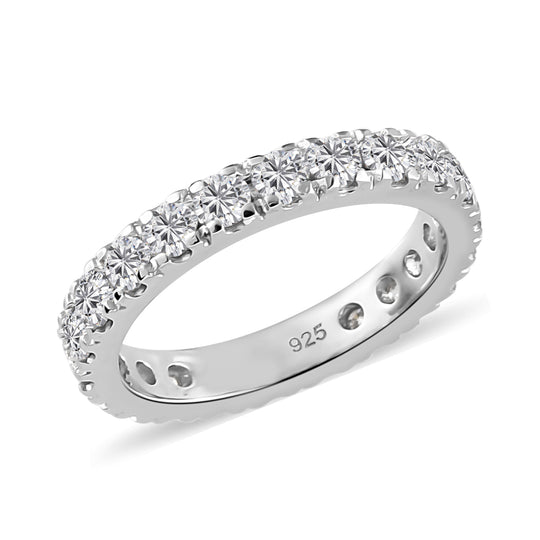 88 Facetten Moissanit-Ring, 925 Silber platiniert ca. 1,32 ct
