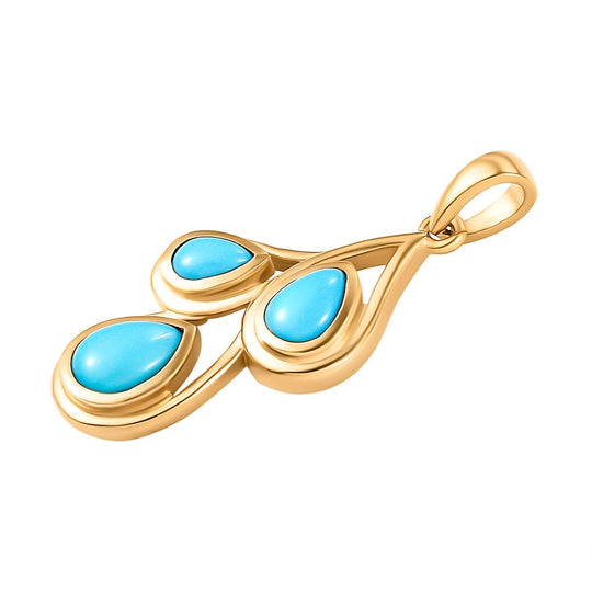 Amerikanischer, natürlicher Sleeping Beauty Türkis-Anhänger, 925 Silber vergoldet ca. 1,25 ct